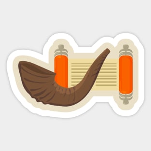 Yom Kippur Rosh Hashanah Torah Shofar Sticker